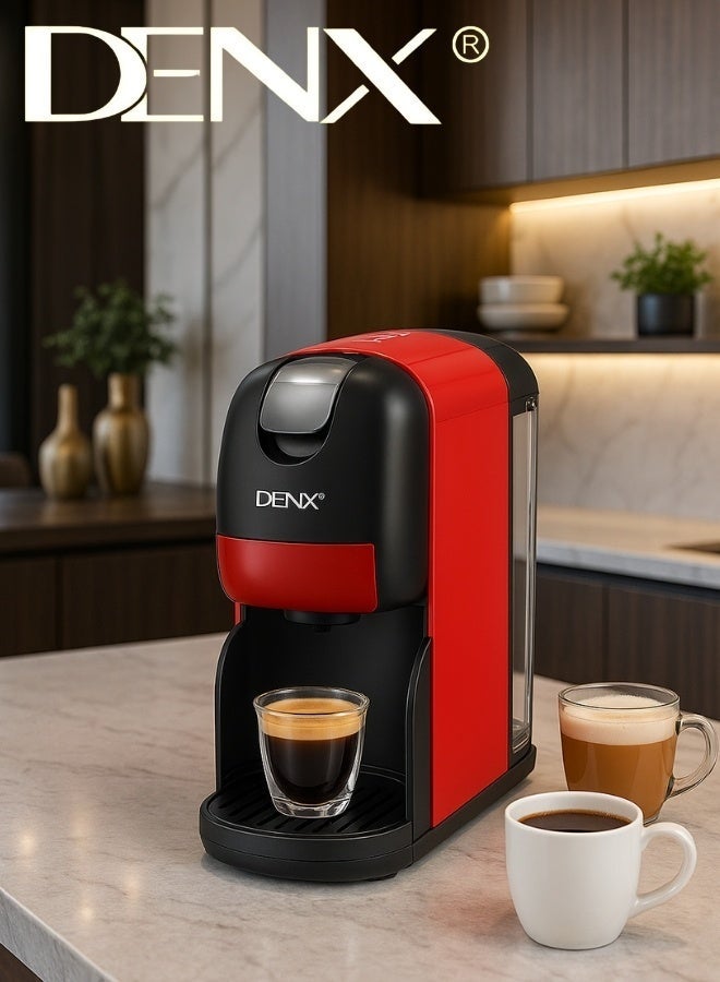 DENX 3-in-1 Capsule Coffee Maker DX3416 – 20 Bar Espresso Machine, 1400W Power, 1L Water Tank, Auto Shut-Off, One-Minute Brew, Nespresso & Dolce Gusto Compatible, Compact & Fast - Image 3