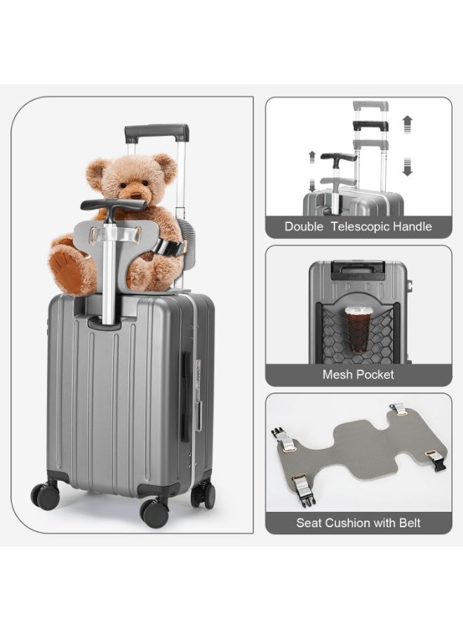 حقيبة يدوية بحجم 20 بوصة باللون الرمادي مزودة بحزام أمان وقفل TSA وعجلات دوارة وحقيبة شبكية لحملها بكلتا اليدين - Image 1