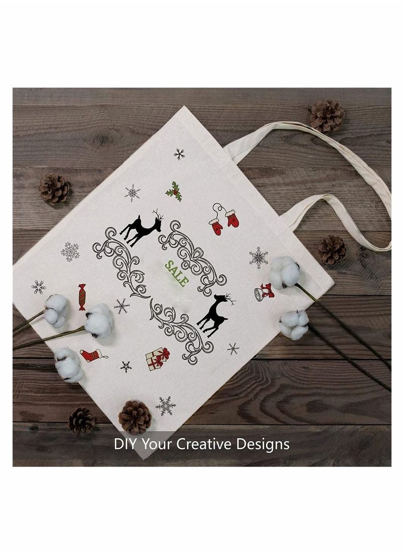 MIXDE 5 Pack Economical Cotton Tote Bag, Lightweight Medium Reusable Grocery Shopping Cloth Bags, Suitable for DIY, Advertising, Promotion, Gift, Giveaway, Activity (Beige)  - Image 3
