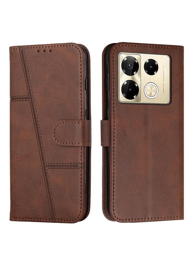 زبون جراب لهاتف Infinix Note 40 Pro 4G / 5G مصنوع من جلد العجل مع مشبك - Image 1