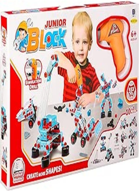 Junior block creat more shapes -simulation drill 552 pcs -10*1 model +6y