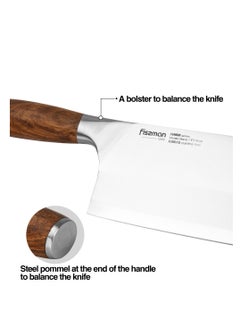 Fissman Kitchen Cleaver Knife 7.5'' with Steel Pommel, Meat Kitchen Cleaver Knife Damascus Pattern Fenrir Series, 420J2 Stainless Steel Multi-Purpose Butcher Knife, Ergonomic Handle, Razor-Sharp Knife  - Image 3