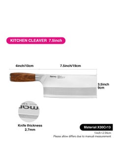 Fissman Kitchen Cleaver Knife 7.5'' with Steel Pommel, Meat Kitchen Cleaver Knife Damascus Pattern Fenrir Series, 420J2 Stainless Steel Multi-Purpose Butcher Knife, Ergonomic Handle, Razor-Sharp Knife  - Image 4