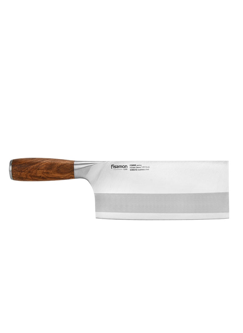 Fissman Kitchen Cleaver Knife 7.5'' with Steel Pommel, Meat Kitchen Cleaver Knife Damascus Pattern Fenrir Series, 420J2 Stainless Steel Multi-Purpose Butcher Knife, Ergonomic Handle, Razor-Sharp Knife  - Image 5