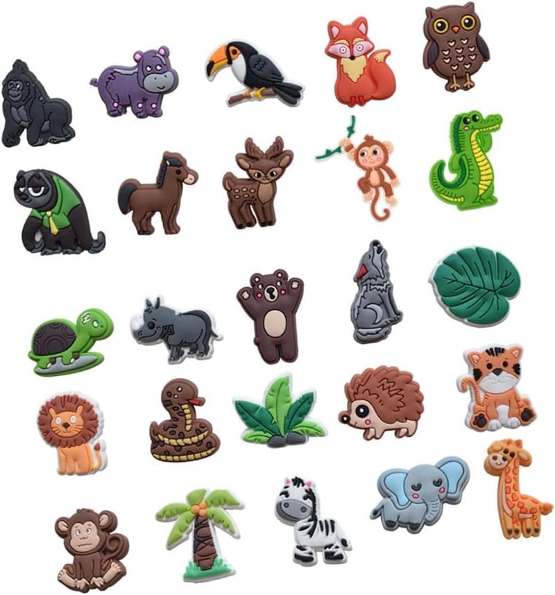 Generic Animal Charms Zoo 25PCS - Jungle Safari Shoe Decorations - PVC Accessories for Clogs, Pins, Bracelets, Wristbands - Image 1