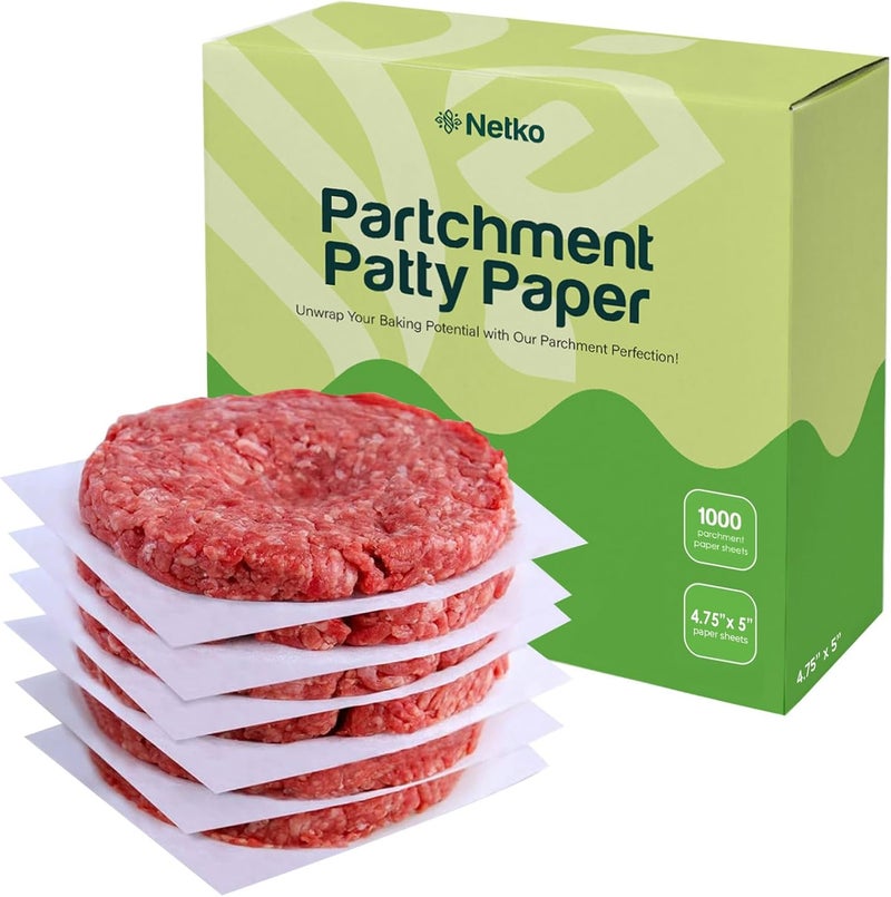 Netko Patty Paper - Hamburger press Patty Paper Sheets 4.75x5" - 1000 Non stick Wax Burger Patty paper Squares for Burger Press, Freezing & More - Image 1
