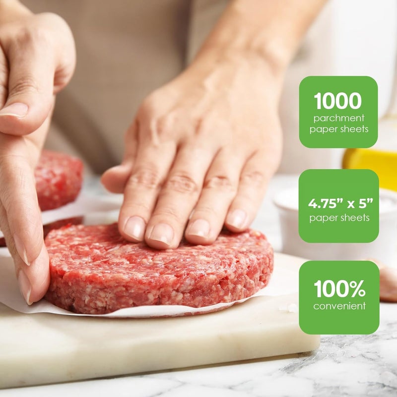 Netko Patty Paper - Hamburger press Patty Paper Sheets 4.75x5" - 1000 Non stick Wax Burger Patty paper Squares for Burger Press, Freezing & More - Image 2
