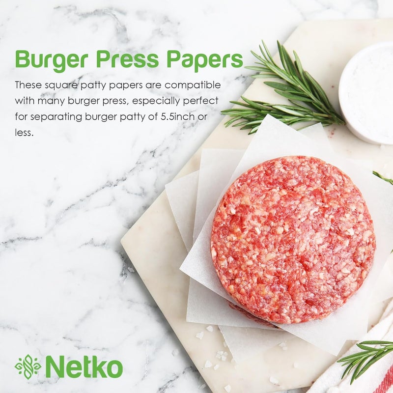 Netko Patty Paper - Hamburger press Patty Paper Sheets 4.75x5" - 1000 Non stick Wax Burger Patty paper Squares for Burger Press, Freezing & More - Image 3