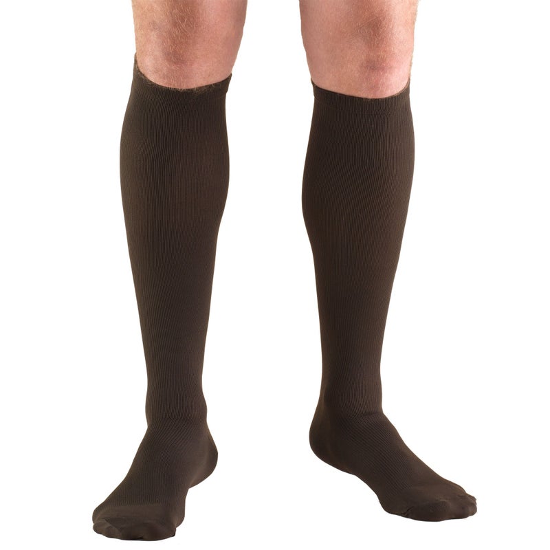 Truform Truform Compression Socks 3040 mmHg Mens Dress Socks Knee High Over Calf Length Brown Medium