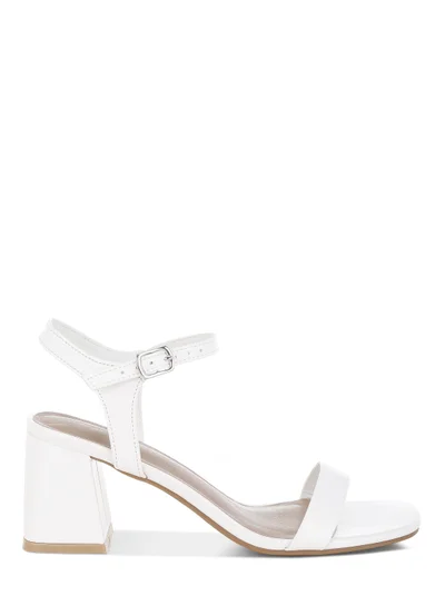 London Rag Faux Leather Block Heels in White