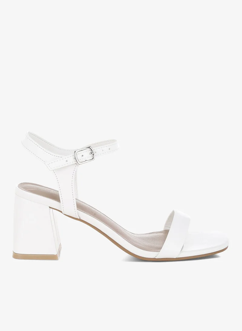 Faux Leather Block Heels in White
