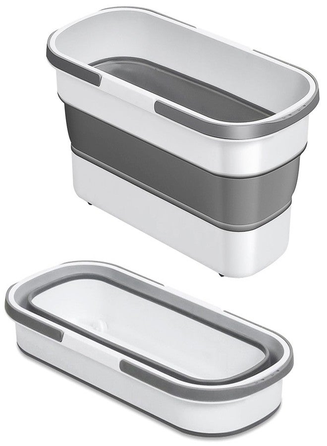 DOTINGHUX Large Collapsible Plastic Bucket with Wheels, 17L (4.5 Gallons) Cleaning Mop Buckets for House Cleaning, Camping, Multi-Purpose Rectangular Handy Basket, Grey - Image 1