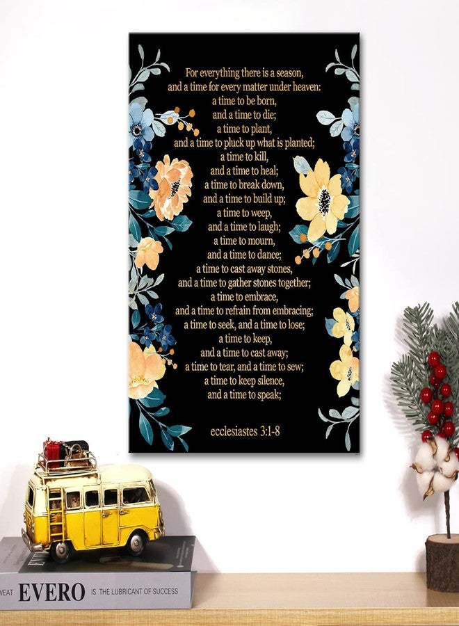 JerLoe Christian Gold Foil Canvas Wall Art Motivational Ecclesiastes 3:1-8 for Everything There is a Season Print Framed Canvas Painting Artwork Home Decor Gifts 12x15 Inch - Image 5