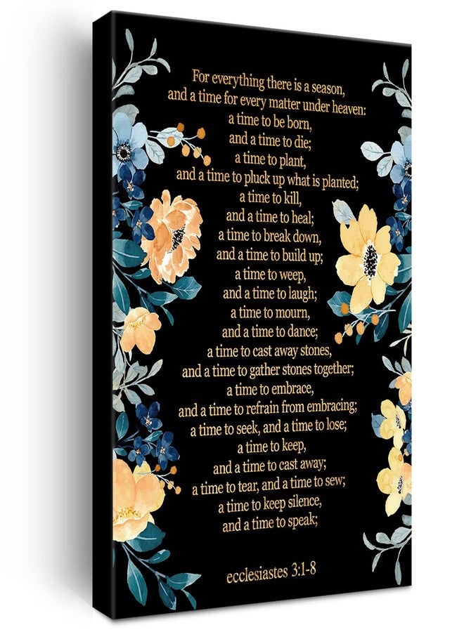 JerLoe Christian Gold Foil Canvas Wall Art Motivational Ecclesiastes 3:1-8 for Everything There is a Season Print Framed Canvas Painting Artwork Home Decor Gifts 12x15 Inch - Image 1
