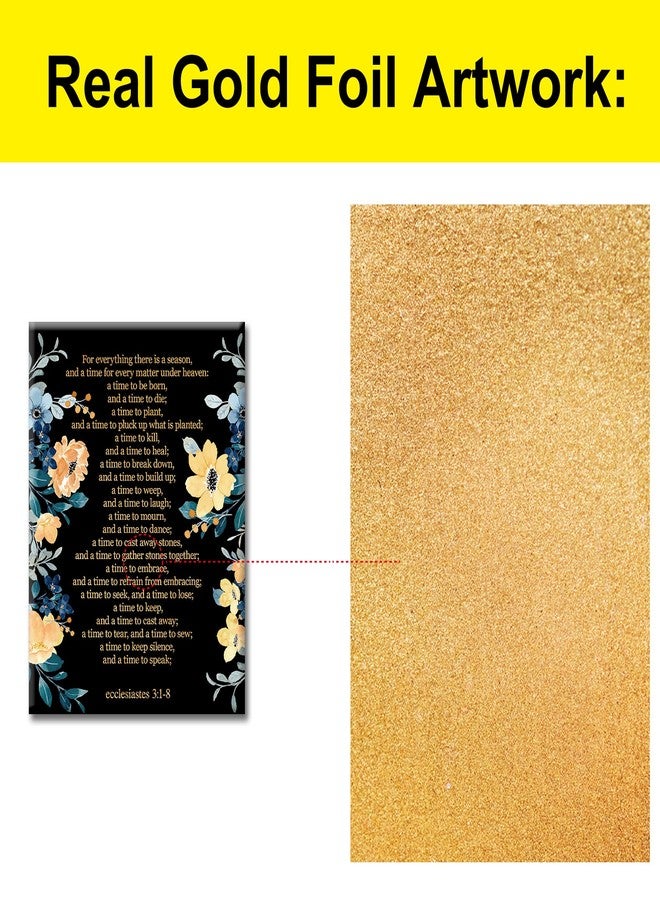 JerLoe Christian Gold Foil Canvas Wall Art Motivational Ecclesiastes 3:1-8 for Everything There is a Season Print Framed Canvas Painting Artwork Home Decor Gifts 12x15 Inch - Image 3