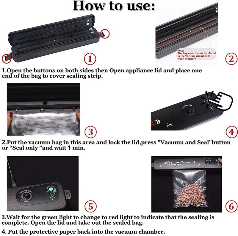 Rikriva Vacuum Sealer Machine Automatic Fresh FoodSealer Vacuum Packing Machine For Fruits Meat Preservation With Dry Moist Sealing Modes With LED Multi Color - Image 3