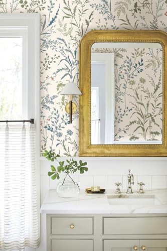 Erfoni 16.9''x118'' Leaf Peel and Stick Wallpaper Green and Beige Removable Wallpaper Green Leaf Self Adhesive Stick on Wall Paper DIY Boho Contact Paper for Cabinets Accent Wall Waterproof Vinyl Roll - Image 2