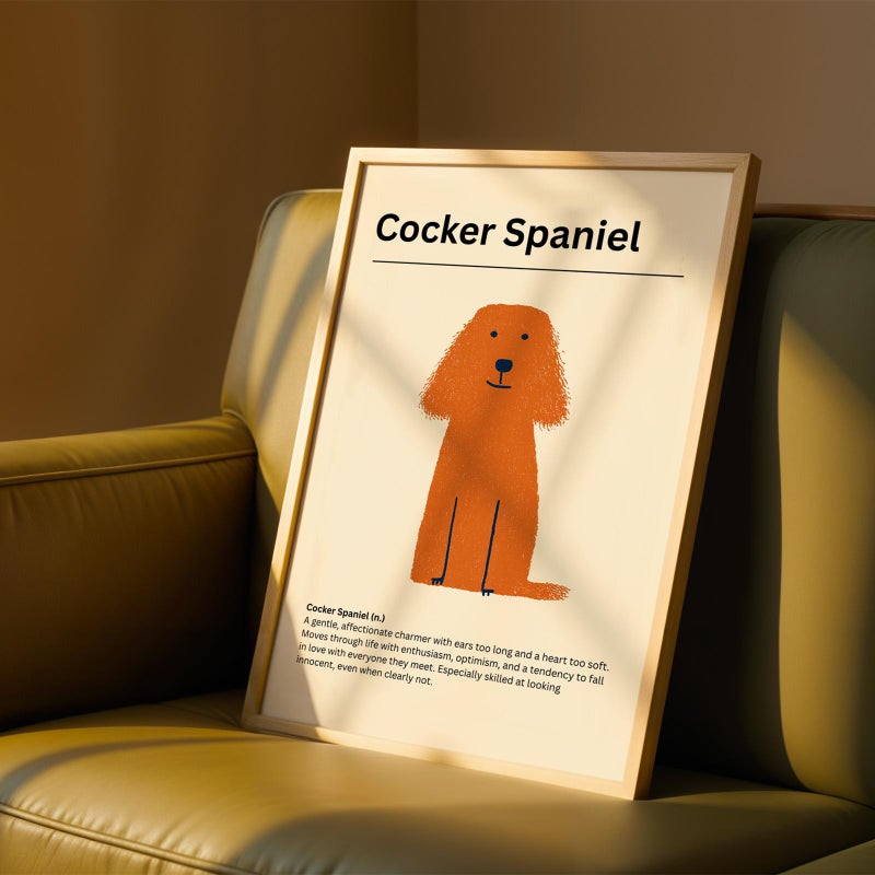 TNESSENTIAL Cocker Spaniel Definition Print, Cocker Spaniel Wall Art, Minimalist Dog Breed Poster, Funny Dog Definition Art, Dog Lover Gift - Image 1