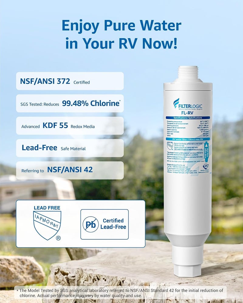 Filterlogic RV & Marine Inline Water Filter for Boats, RVs, NSF Certified, Campers, Gardening, Planting, Trailer or Motor Home KDF Filter, Pack of 2 Labor saving - Image 4
