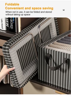HomarKet 3pcs Wardrobe Clothes Organizer Foldable Closet Storage Organizer for Clothes Jeans Washable Closet Storage Boxes with Carrying Handles Cube Storage Bin for Home Bedroom Office  - Image 2