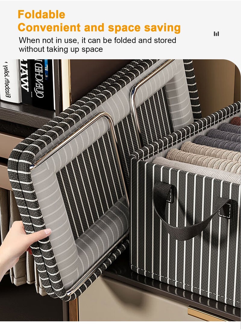HomarKet 3pcs Wardrobe Clothes Organizer Foldable Closet Storage Organizer for Clothes Jeans Washable Closet Storage Boxes with Carrying Handles Cube Storage Bin for Home Bedroom Office  - Image 2