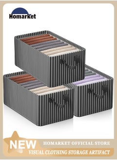 HomarKet 3pcs Wardrobe Clothes Organizer Foldable Closet Storage Organizer for Clothes Jeans Washable Closet Storage Boxes with Carrying Handles Cube Storage Bin for Home Bedroom Office  - Image 5