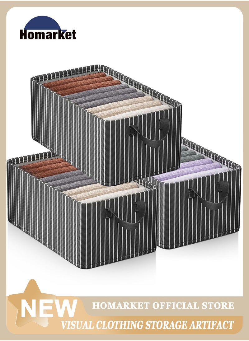 HomarKet 3pcs Wardrobe Clothes Organizer Foldable Closet Storage Organizer for Clothes Jeans Washable Closet Storage Boxes with Carrying Handles Cube Storage Bin for Home Bedroom Office  - Image 5
