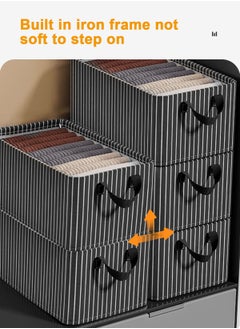 HomarKet 3pcs Wardrobe Clothes Organizer Foldable Closet Storage Organizer for Clothes Jeans Washable Closet Storage Boxes with Carrying Handles Cube Storage Bin for Home Bedroom Office  - Image 1