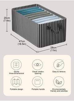 HomarKet 3pcs Wardrobe Clothes Organizer Foldable Closet Storage Organizer for Clothes Jeans Washable Closet Storage Boxes with Carrying Handles Cube Storage Bin for Home Bedroom Office  - Image 4