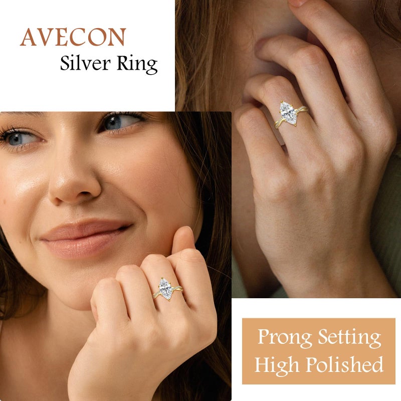 AVECON 3.5CT Marquise Cut Engagement Ring for Women, Infinity Twisted Promise Wedding Cubic Zirconia Band, 14K Gold Plated Simulated Diamond Anniversary Rings Size 7 - Image 4