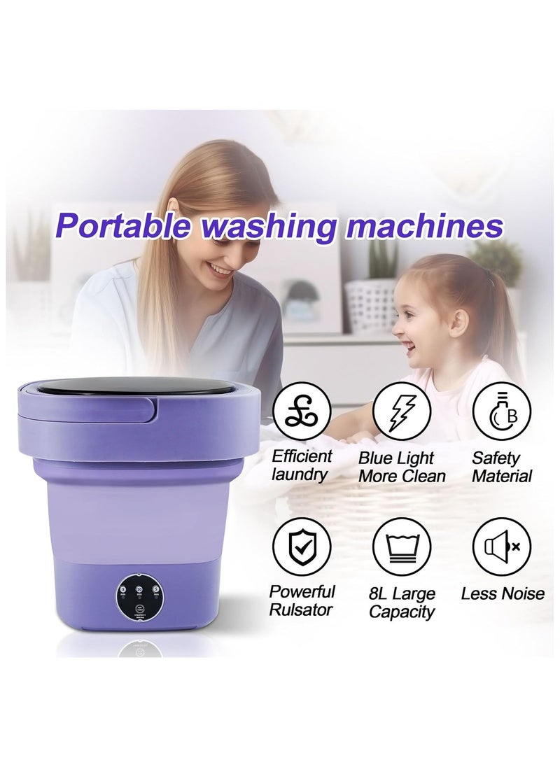 Generic - 8 Liter Large Capacity Foldable Washing Machine With 3 Cleaning Modes And Semi Automatic Washing Function With Blue Light Suitable For Small Loads Of Laundry - Image 1
