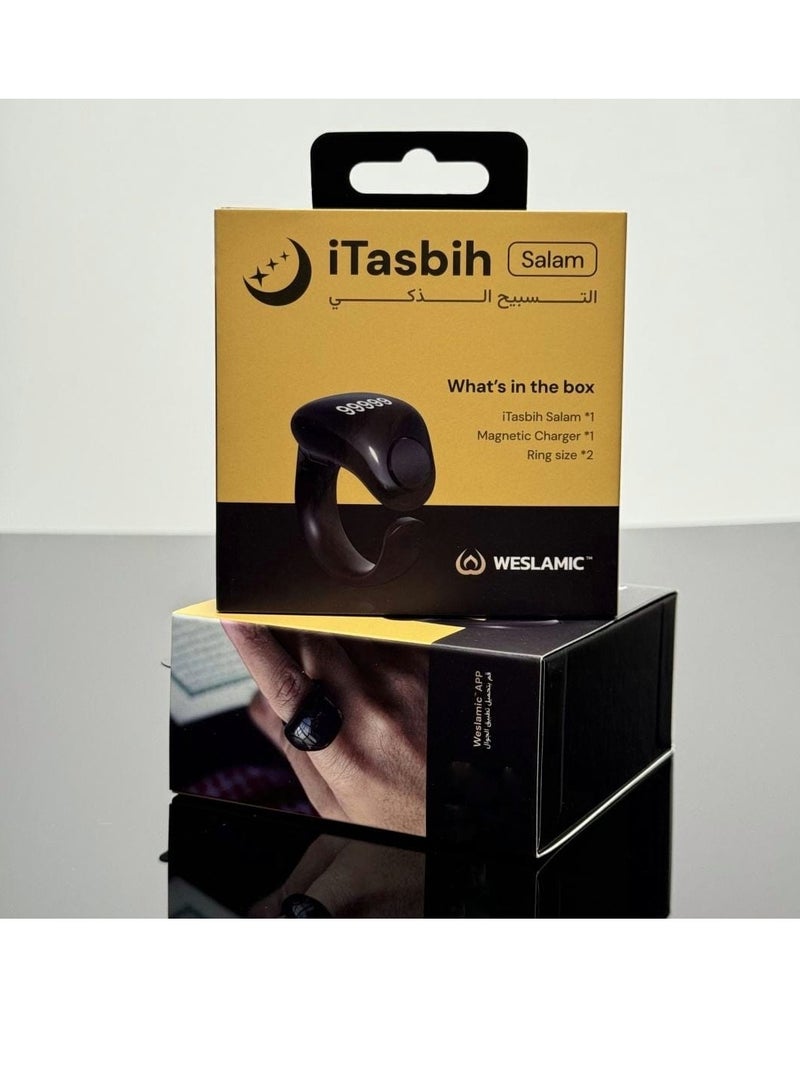 WESLAMIC Smart Tasbih Ring18mm and 20mm Smart Ring Waterproof with Vibration Reminder Tasbih Counter and Bluetooth Connection and 5 Daily Prayer Reminders - Image 1