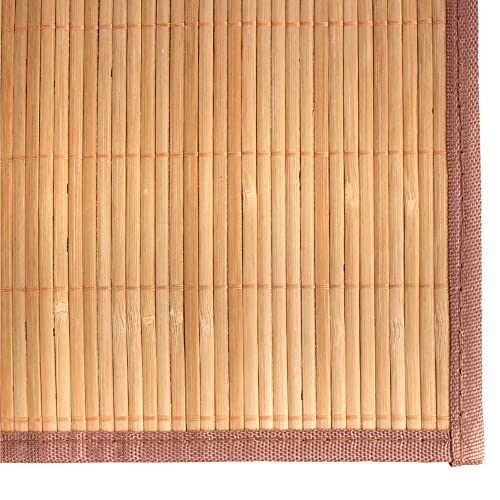 BambooMN Natural Slat Bamboo Table Runner with Fabric Border, Home Decor - Brown with Brown Border - 1 Piece - Image 3