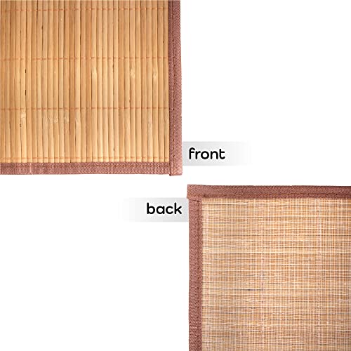 BambooMN Natural Slat Bamboo Table Runner with Fabric Border, Home Decor - Brown with Brown Border - 1 Piece - Image 4