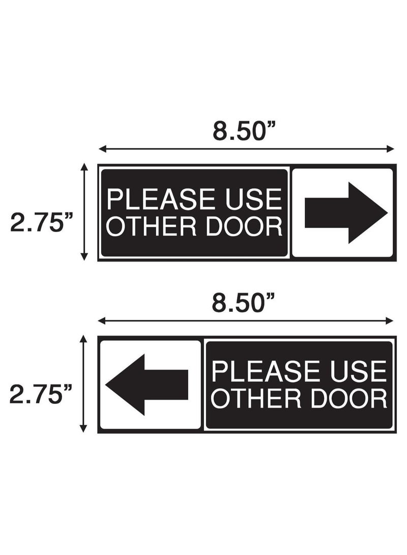 Rubik Signs 2 Pack Please Use Other Door with Directional Arrow Self Adhesive Vinyl Stickers (Size, 8.5x2.75inch) Black/White  - Image 5
