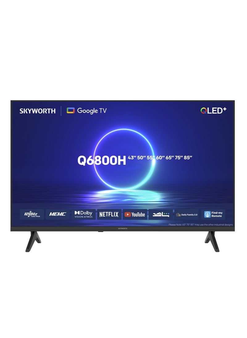 سكاي ورث تلفزيون ذكي 50 بوصة 4K QLED+، وضع الحماية للعين، نظام Google TV، ميزة العثور على الريموت، دعم للذكاء الاصطناعي، وضع الألعاب، 120 هرتز وتقنيات Dolby Vision وDolby Atmos وHDR10+، 2025، ضمان سنتين، موديل 50Q6800H، أسود 50Q6800H - Image 2