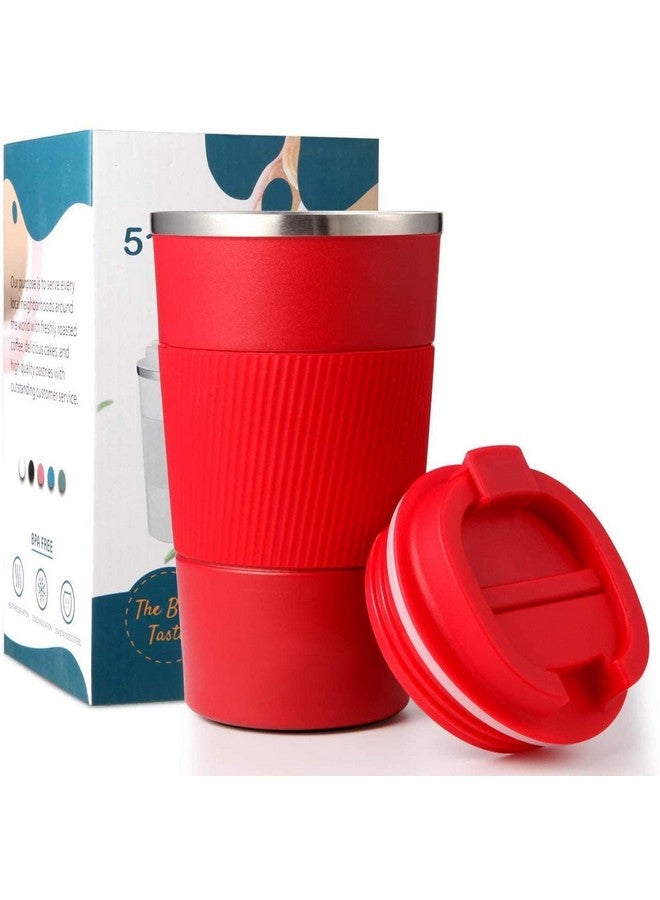 Wosta Travel Mug, Insulated Coffee Cup with Leakproof Lid,Vacuum Insulation Stainless Steel Reusable for Hot Cold Coffee, Non-Slip Protective Cover, (Red, 510 Ml) - Image 1