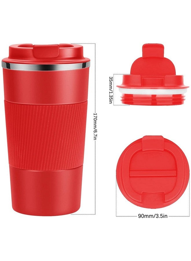 Wosta Travel Mug, Insulated Coffee Cup with Leakproof Lid,Vacuum Insulation Stainless Steel Reusable for Hot Cold Coffee, Non-Slip Protective Cover, (Red, 510 Ml) - Image 3