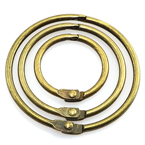 Lind Kitchen 50pcs 1" 1.5" 2" Bronze Book Ring Assorted Kit Metal Loose Leaf Book Binder Hinged Buckle Rings Scrapbook Sketchbook Craft Photo Album DIY Binding Ring 25/38/51mm - Image 2