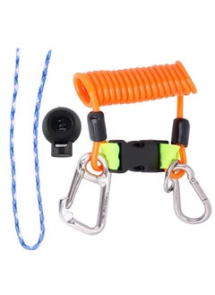 KASTWAVE Diving Lanyard, Stainless Steel Spring Coiled Lanyard, Heavy Duty with Clip and Quick Release Buckle for Cameras, Dive Lights Scuba Diving Coiled Lanyard Quick Release Clip with brass D snap hook  - Image 1