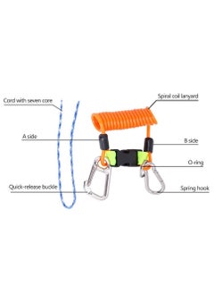 KASTWAVE Diving Lanyard, Stainless Steel Spring Coiled Lanyard, Heavy Duty with Clip and Quick Release Buckle for Cameras, Dive Lights Scuba Diving Coiled Lanyard Quick Release Clip with brass D snap hook  - Image 2