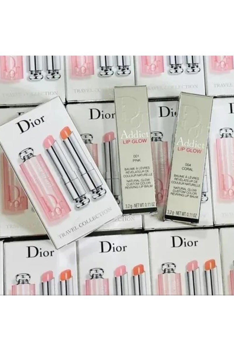 Dior Addict Lip Glow Lip Balm, Reviver Duo Pink (001) Coral (004 )Lipstick Gloss Balm Travel collection. - Image 2