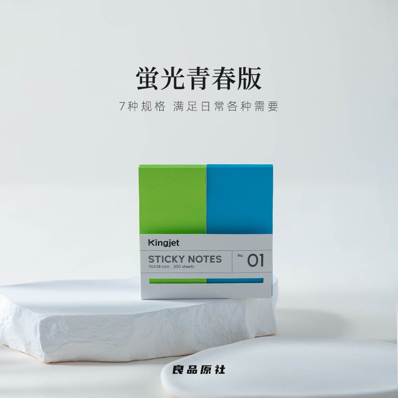 Kingjet Original Colorful Fluorescent Sticky Notes Reading Notes Small Strips Index Label Stickers Office Use Reusable Sticky Notes - Image 2
