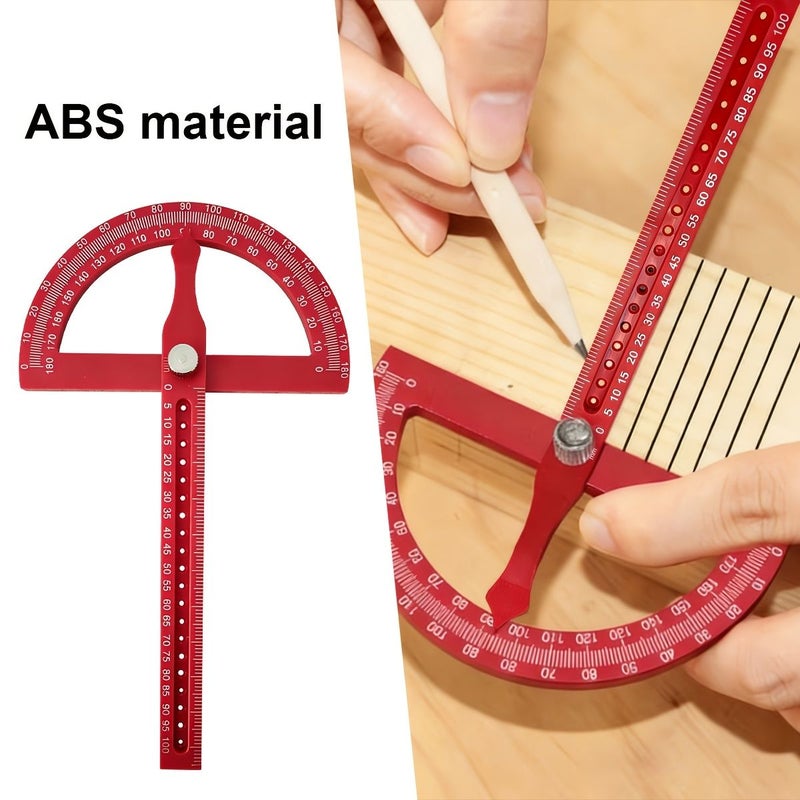 Red 180 Degree Adjustable Multifunction Measuring Ruler for Woodworking - Image 4
