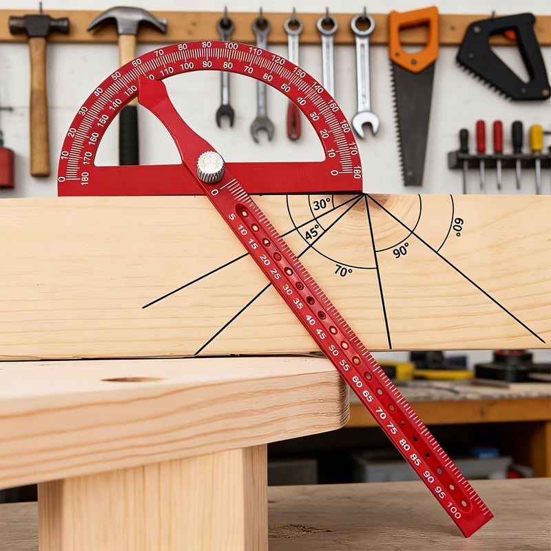 Red 180 Degree Adjustable Multifunction Measuring Ruler for Woodworking - Image 5