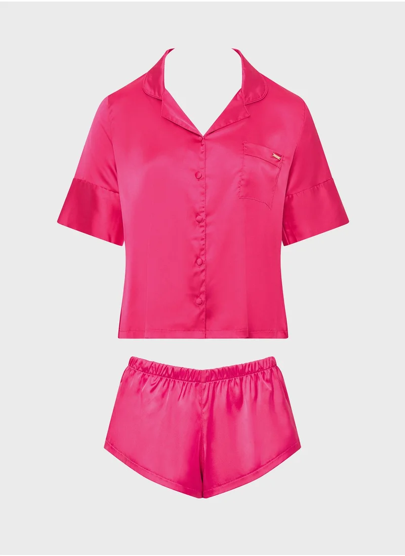 BLUEBELLA Button Detail Shirt & Pyjama Shorts Set