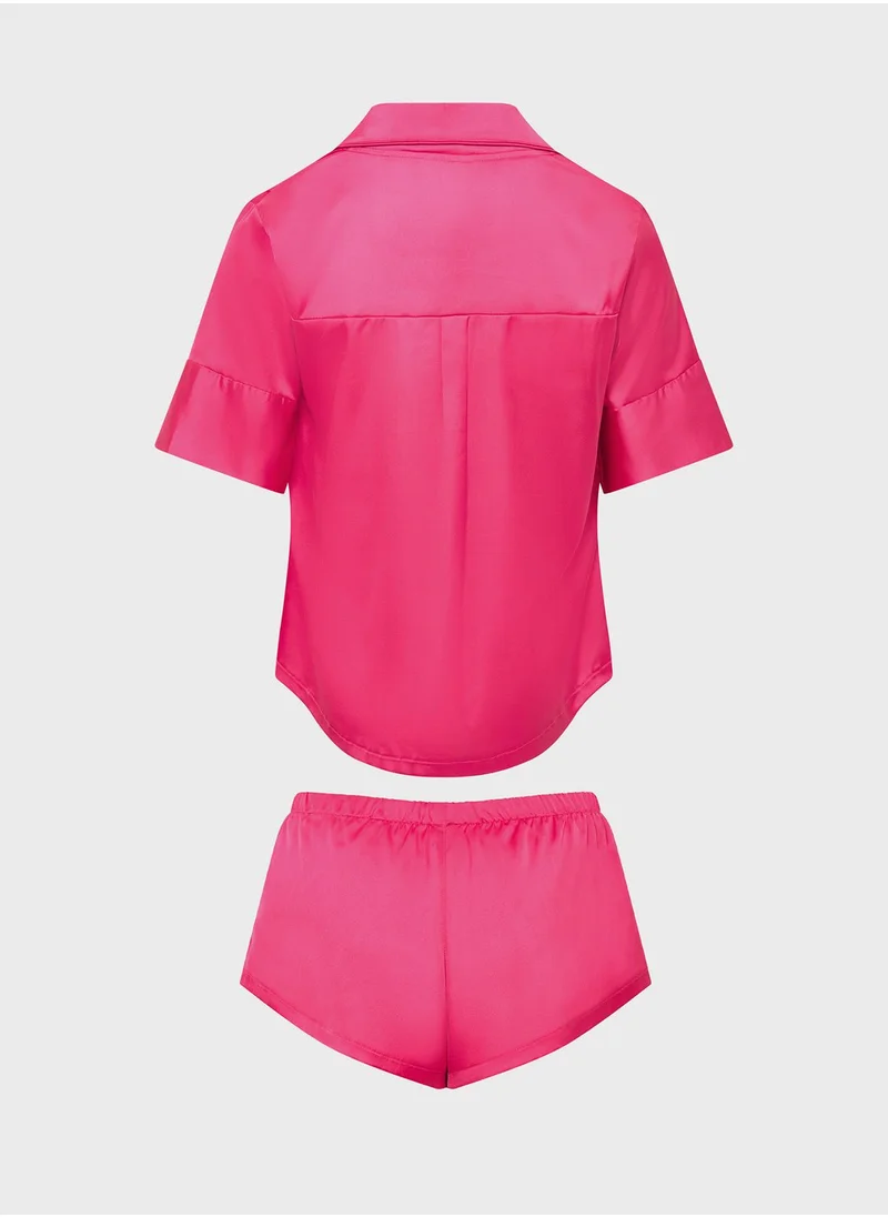BLUEBELLA Button Detail Shirt & Pyjama Shorts Set