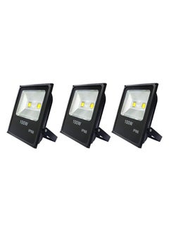 Generic LED spotlight  For external use from the store  100 watt, 3 pieces,  Black lighting yellow 