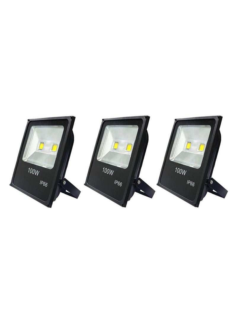 ماركة غير محددة ضوء كشاف LED  للاستخدام الخارجي من المتجر  بقدرة 100 وات، 3 قطع،  اسود اضاءة اصفر 