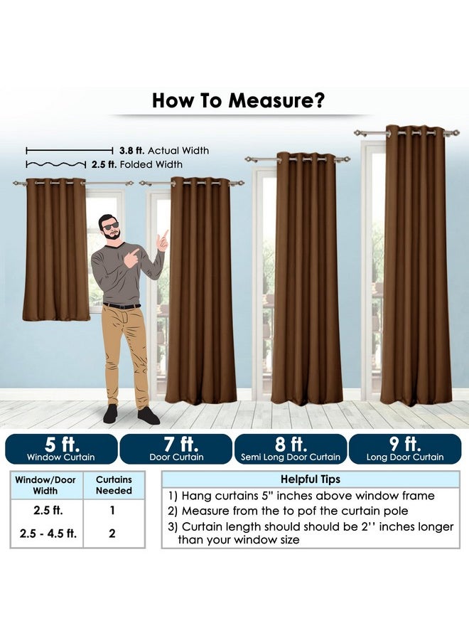 Story@Home Story@Home Blackout Long Door Curtains 9 Feet Set of 2 | Plain Design Door Curtain | Thermal Insulated Curtains | Room Darkening Curtains | Curtains for Living Room | (116 x 275 cm, Brown)  - Image 2